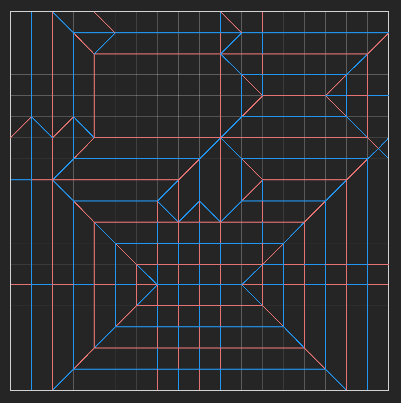 Crease pattern of origami red flag.
